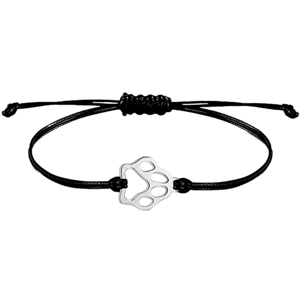 Stainless Steel Paw Print Adjustable Rope Bracelet - Picture 12 of 16